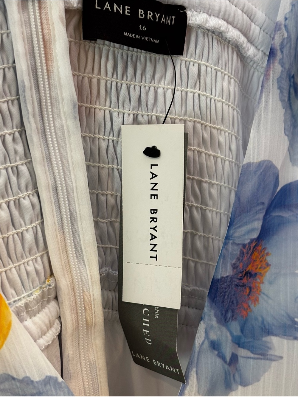 NWT Lane Bryant Women's White Midi Dress with Blue & Yellow Floral Print SZ 16 - Picture 9 of 13